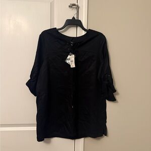 Intro. Black Lace-Up Blouse